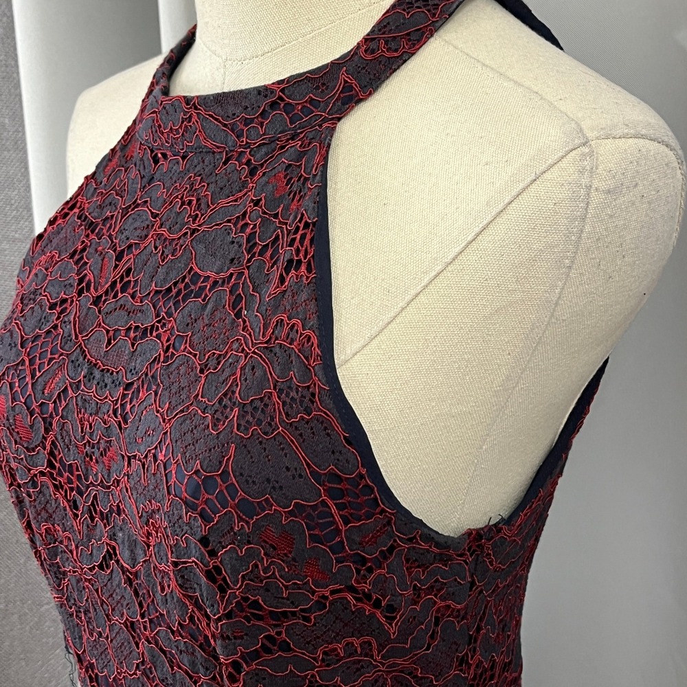 ModCloth A Night Like This Lace Dress Womens 6 Burgundy Floral Midi Ruffle - Picture 7 of 12